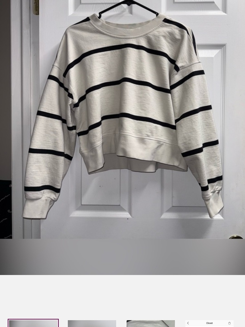 lululemon athletica Cream and Black Striped Cropped Sweatshirt
